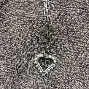 Upcycled Dior Silver Heart Pendant Necklace 16 inches long tarnish free!